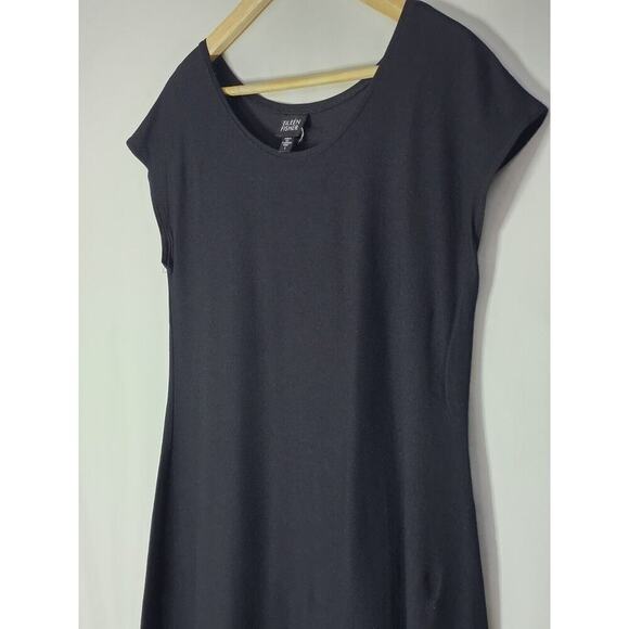 Eileen Fisher Jersey Ballet Neck Dress Black Size Small Rayon Blend A-line - Picture 3 of 6